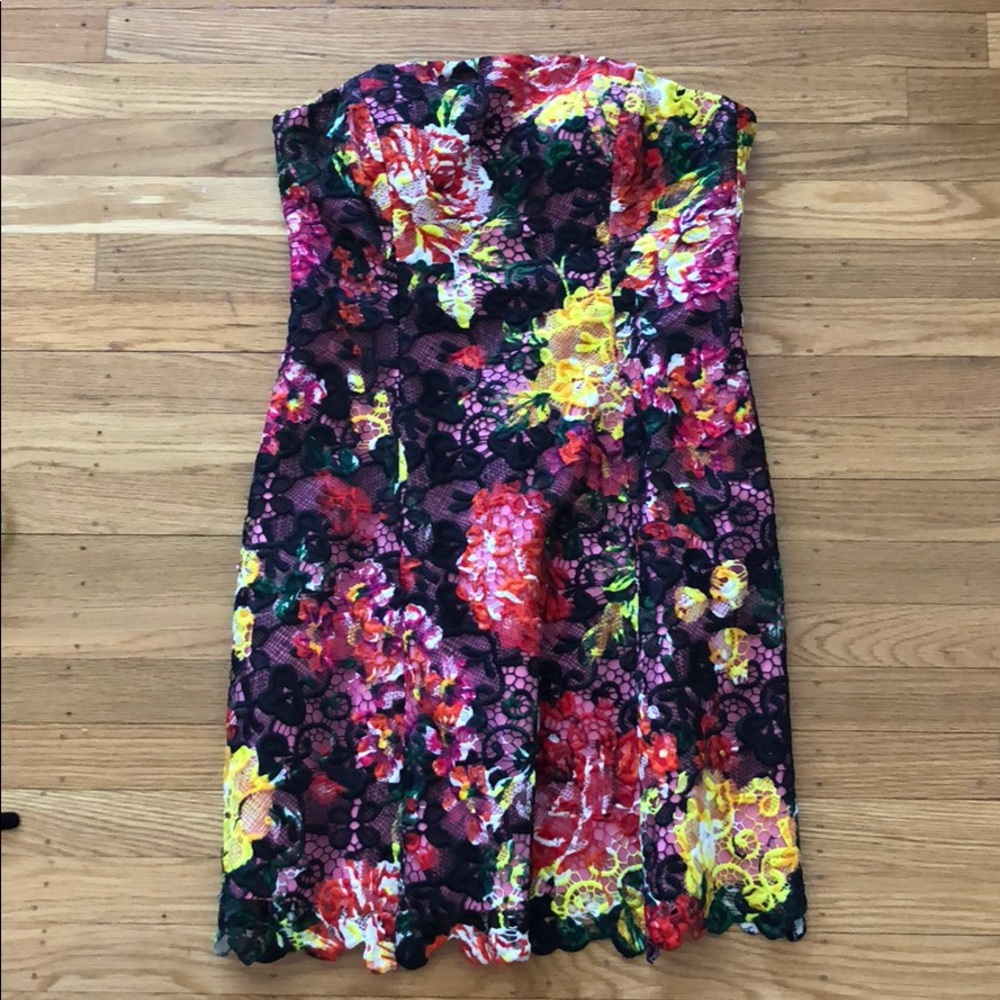 Adrianna Papell strapless floral lace dress - 6